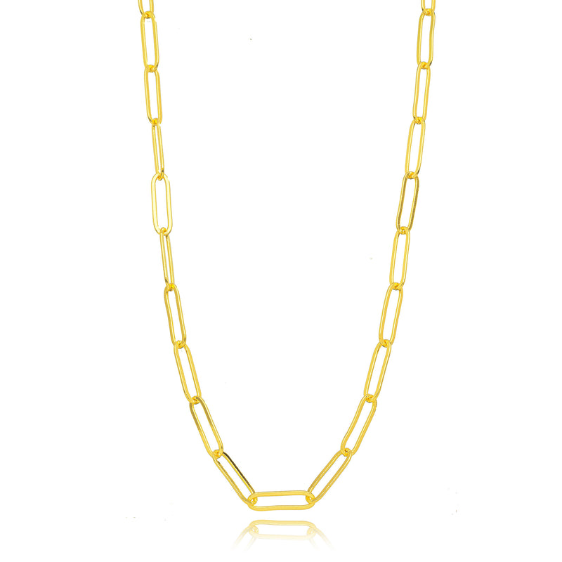 18K Gold Plated Paperclip Necklace 55cm