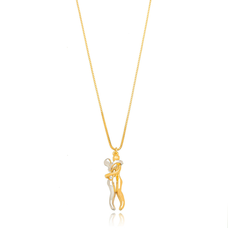 18K Gold Plated and White Rhodium Plated Couple Lovers Necklace