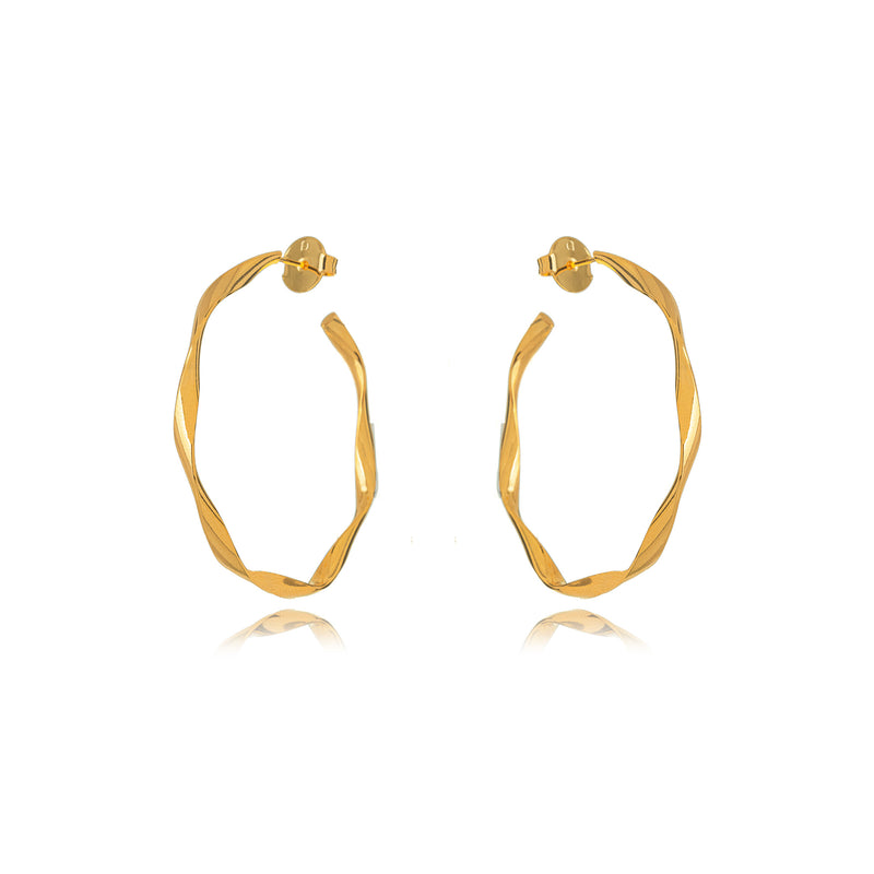 18K Gold Plated Twisted Hoops Earrings