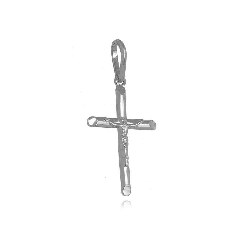 White Rhodium Plated Religious Cross Pendant