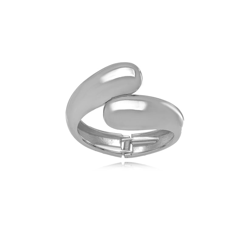 White Rhodium Plated Domed Cuff Bracelet