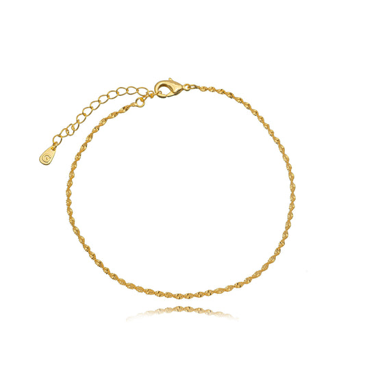 Double Chain with Tubes Beads Anklet - 18K Gold Plated