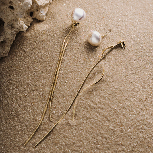 18K Gold Plated Dangling Pearls Earrings