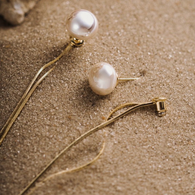 18K Gold Plated Dangling Pearls Earrings