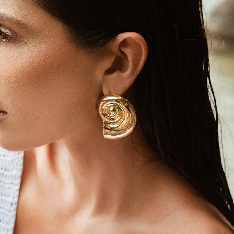 18K Gold Plated Maxi Snail Shell Earrings