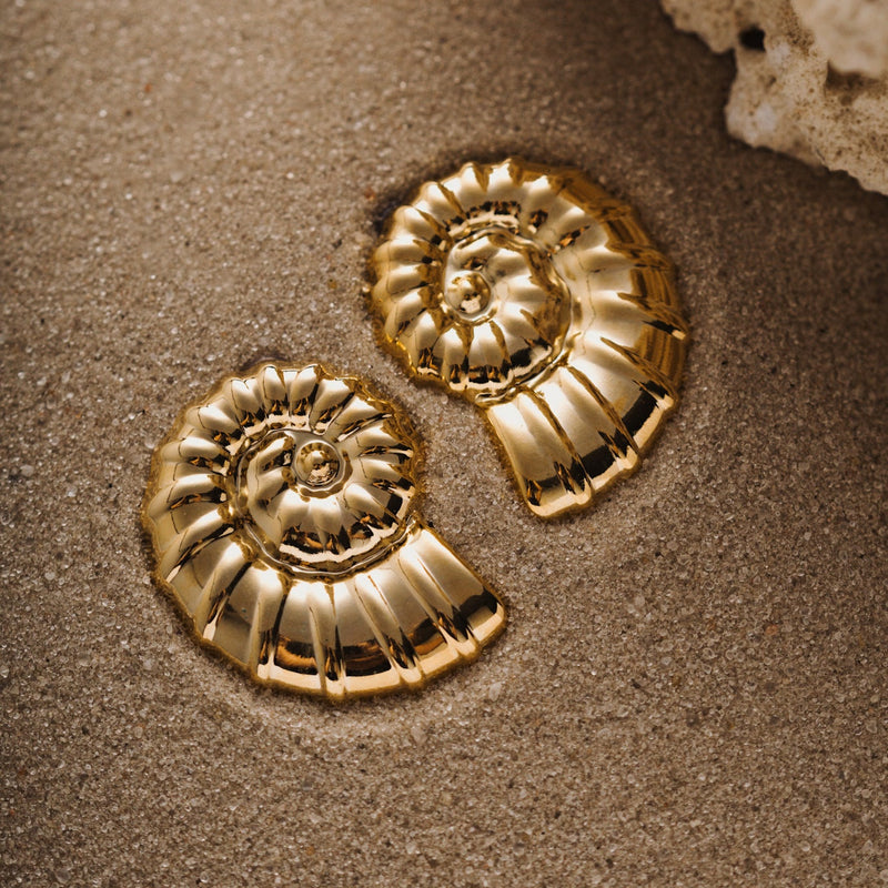 18K Gold Plated Snail Shell Detailed Earrings