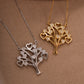 18K Gold Plated Heart Tree Studded Zirconia Necklace