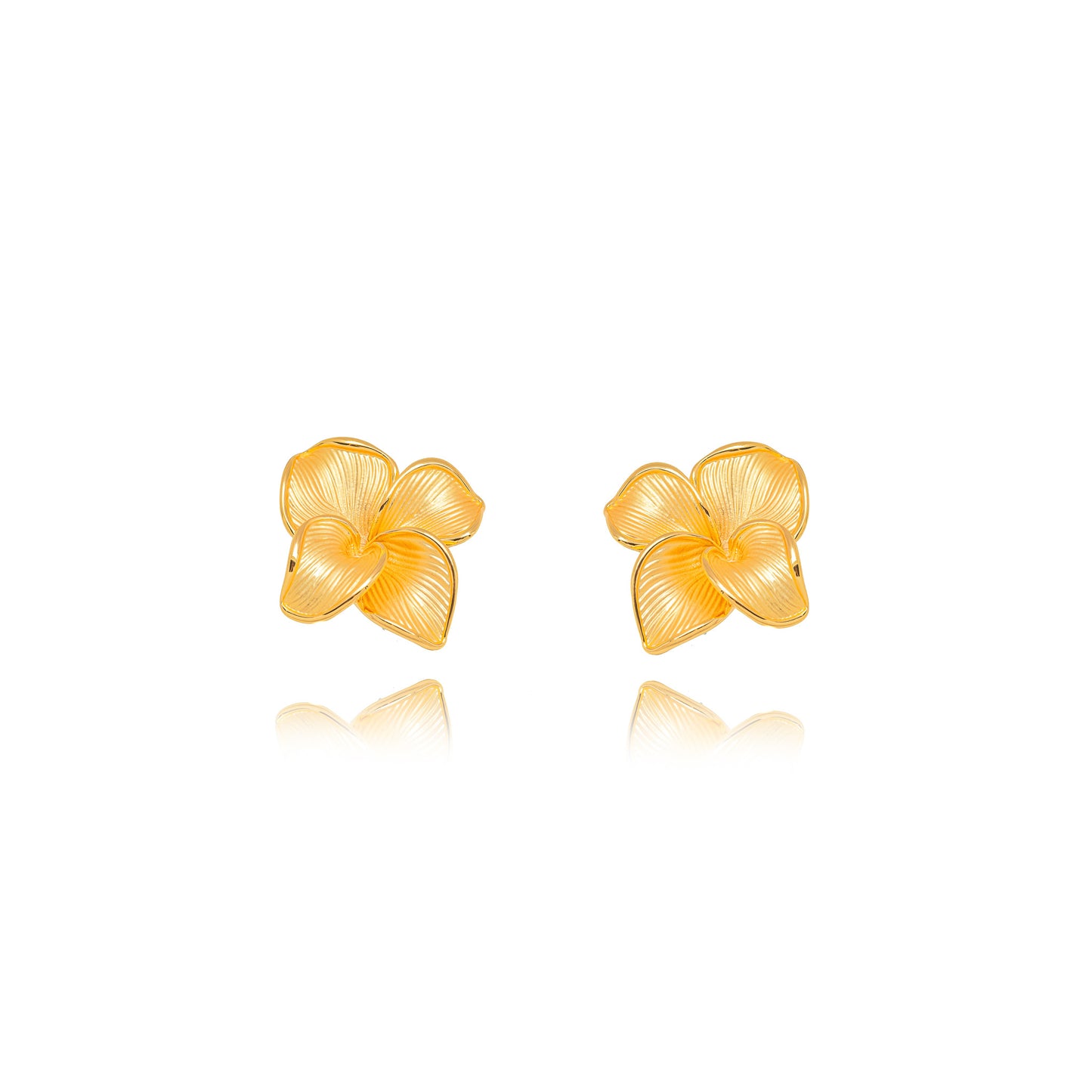 18K Gold Plated Brushed Flower Earrings