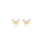 18K Gold Plated Pearl Stud Butterfly Earrings