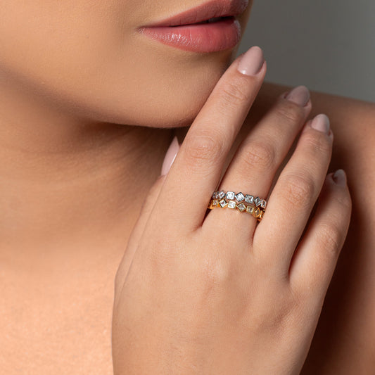 18K Gold Plated Adjustable Delicate Square Zirconias Ring
