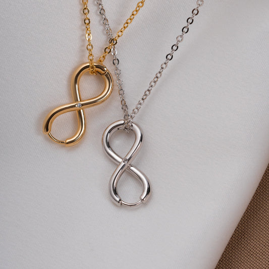 White Rhodium Plated Infinite Necklace