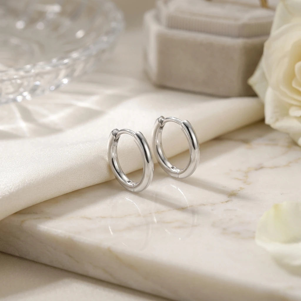 Small Hoop Click Earrings - 925 Silver
