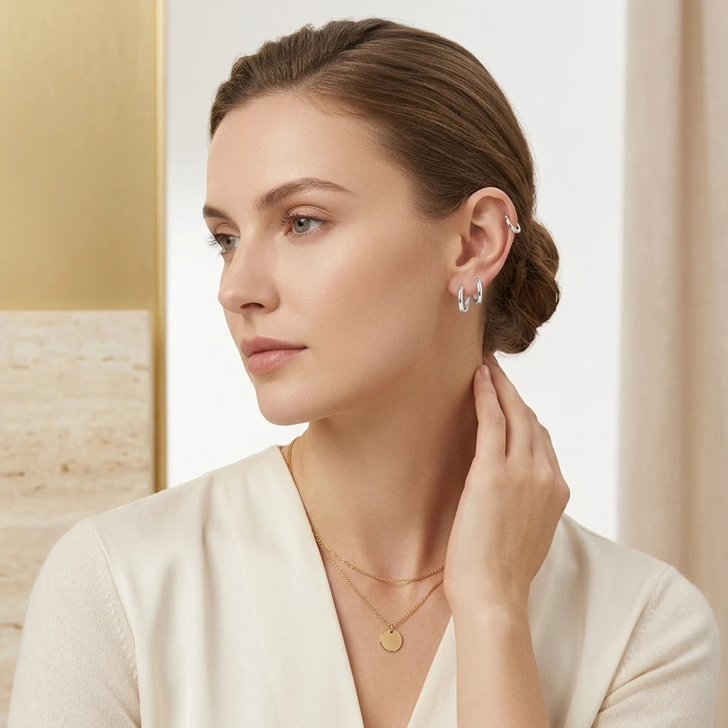 Small Hoop Click Earrings - 925 Silver