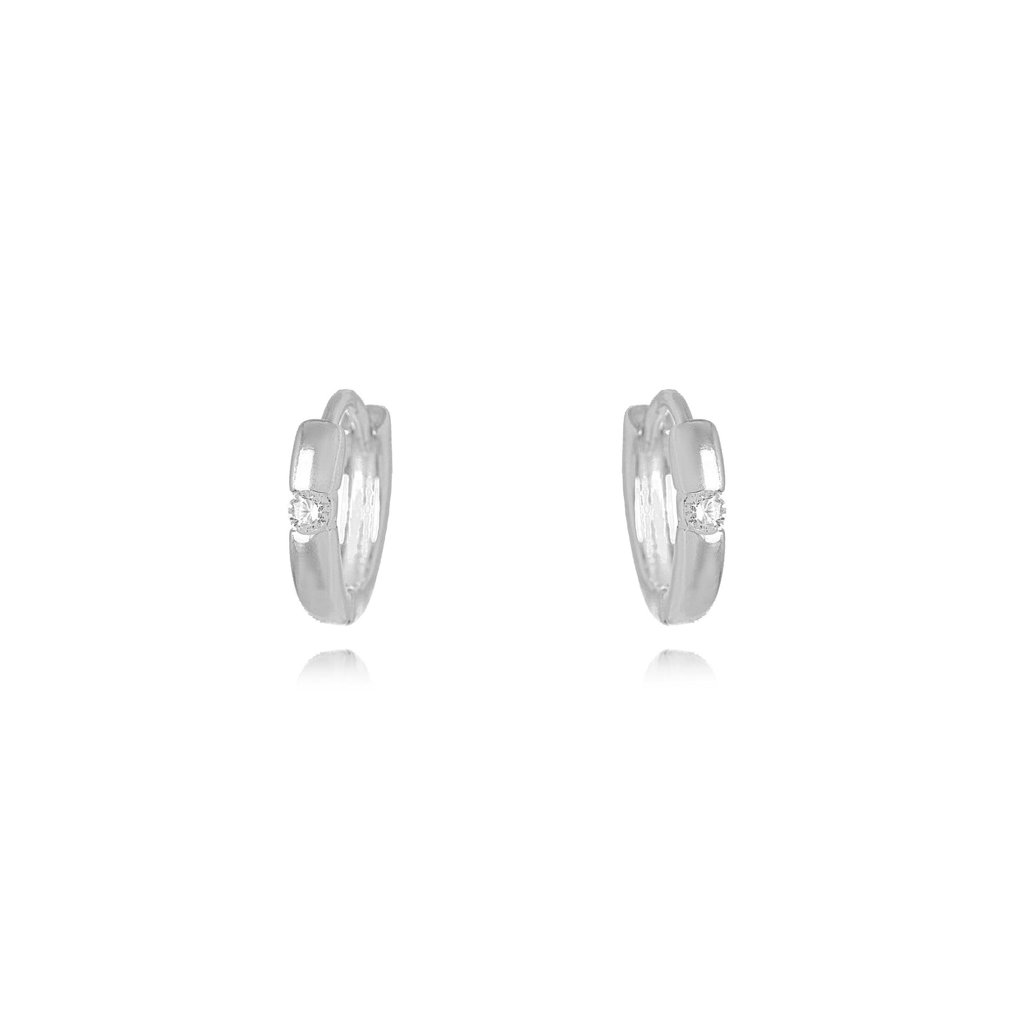 Small Hoop Click Zirconia Earrings - 925 Silver