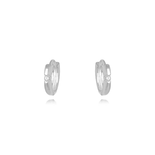 Small Hoop Click Zirconia Earrings - 925 Silver