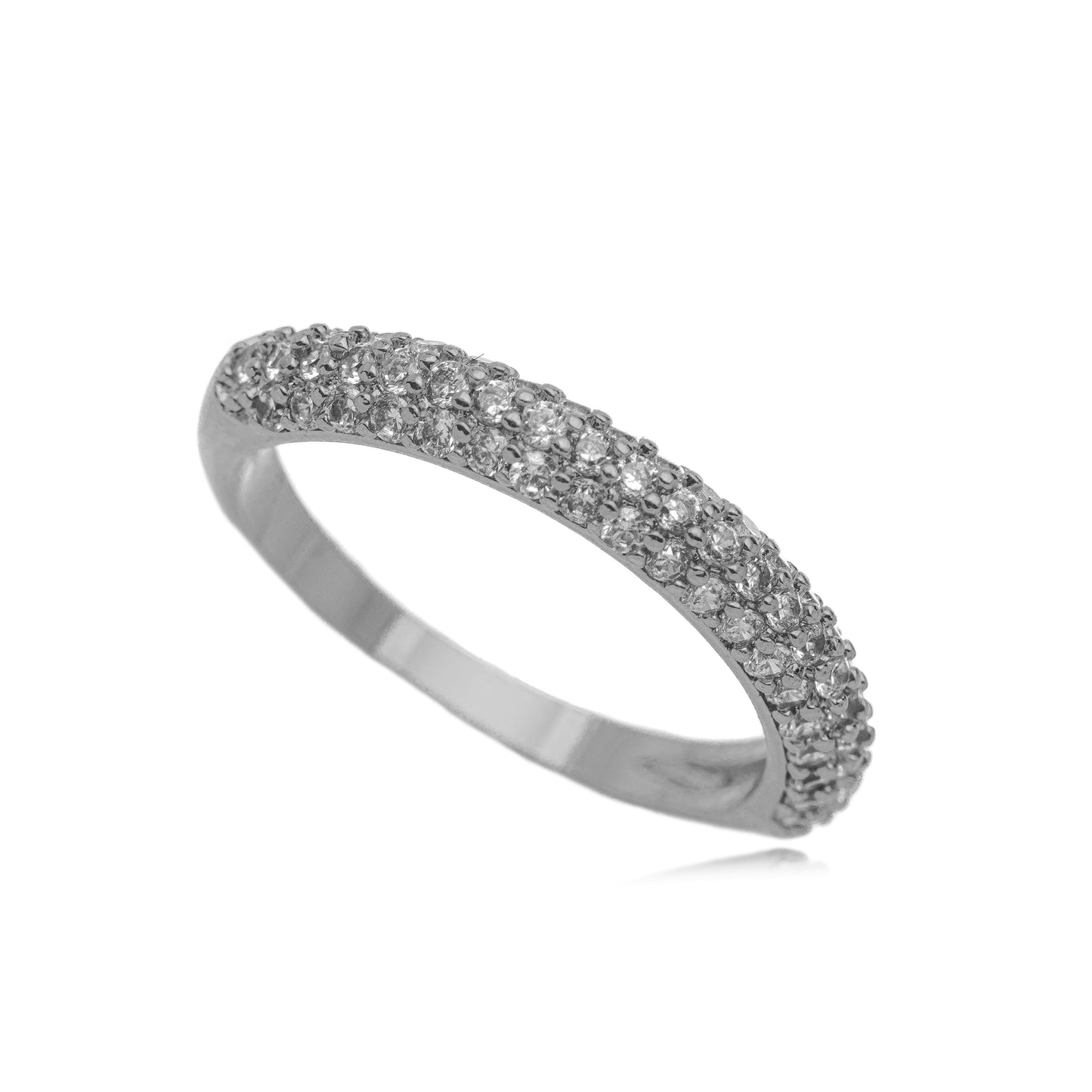 Half Eternity 3 rows Zirconia - White Rhodium Plated