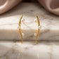 Long Curves with Pearls Earrings - 18K Gold Plated