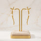 Long Curves with Pearls Earrings - 18K Gold Plated