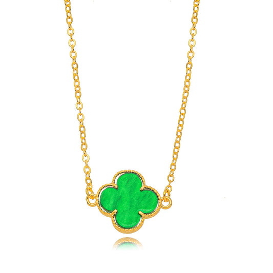 Green Lucky Clover - 18K Gold Plated Choker