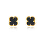Black Lucky Clover - 18K Gold Plated Earrings
