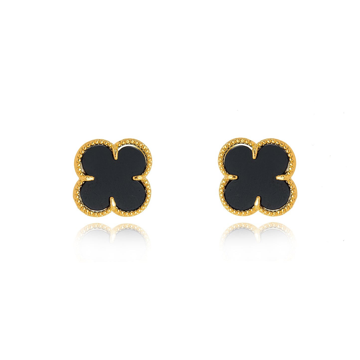 Black Lucky Clover - 18K Gold Plated Earrings