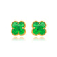 Green Lucky Clover - 18K Gold Plated Earrings
