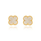 White Lucky Clover - 18K Gold Plated Earrings