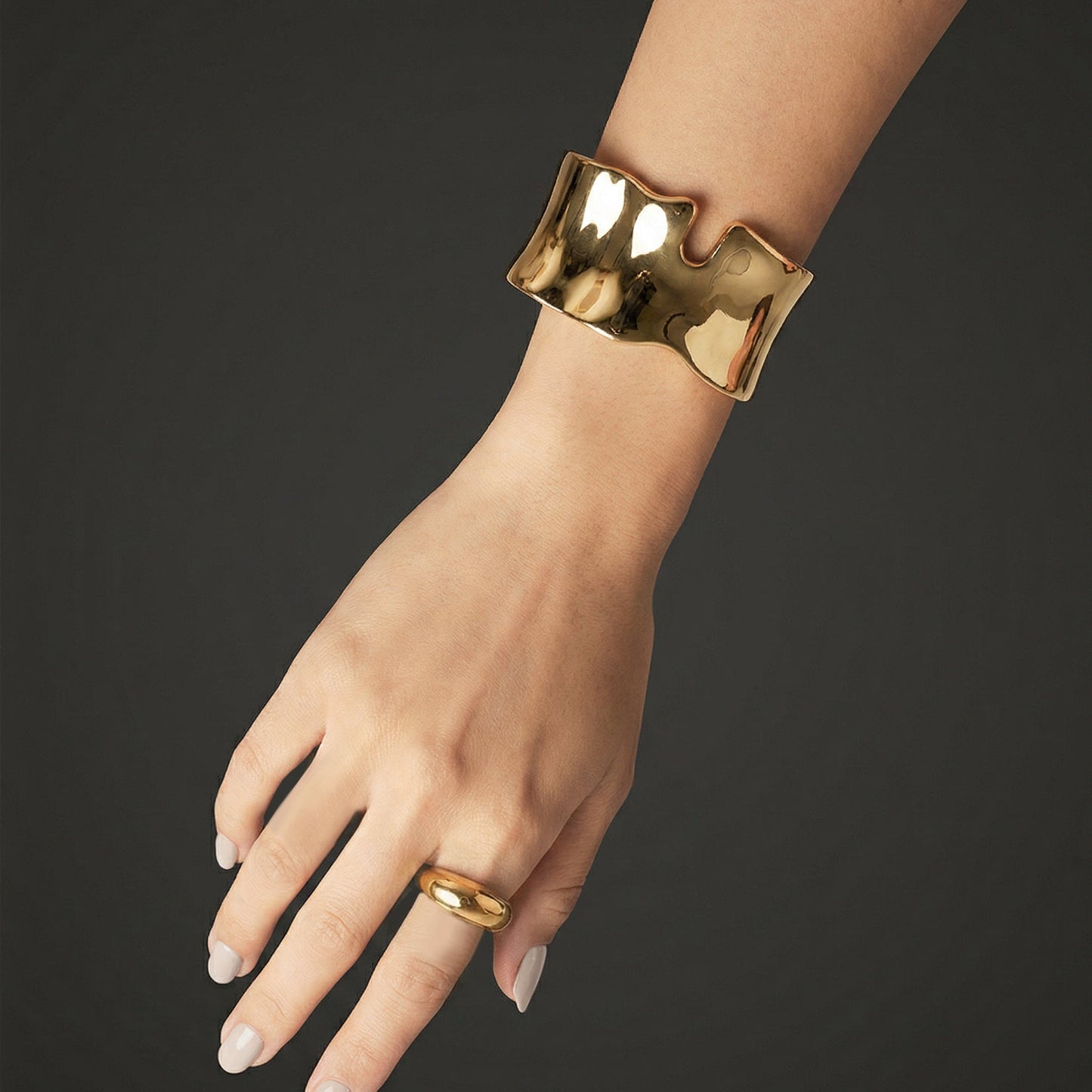 18K Gold Plated Organic Cuff Bracelet