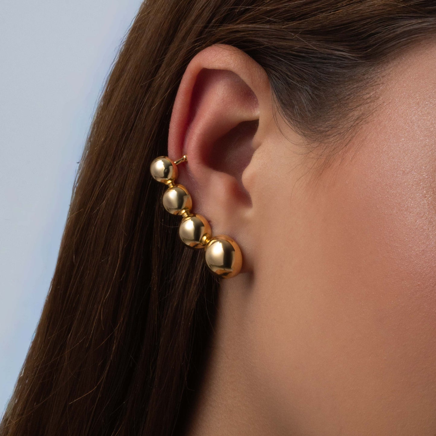 Ear Cuff Balls Stud Earrings - 18K Gold Plated