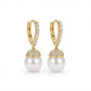 Pavé Hoop Earrings with Pearl Drop - 18K Gold Plated