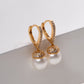 Pavé Hoop Earrings with Pearl Drop - 18K Gold Plated