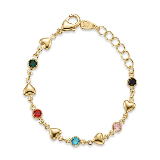 Delicate Mini Hearts and Crystals Kids Bracelet - 18K Gold Plated