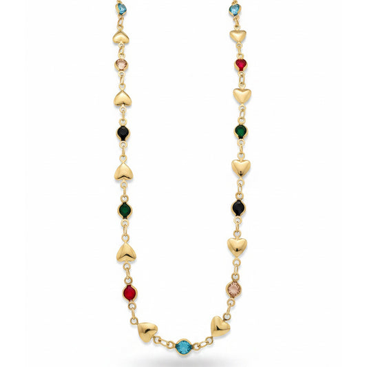 Delicate Mini Hearts and Crystals Kids Necklace - 18K Gold Plated