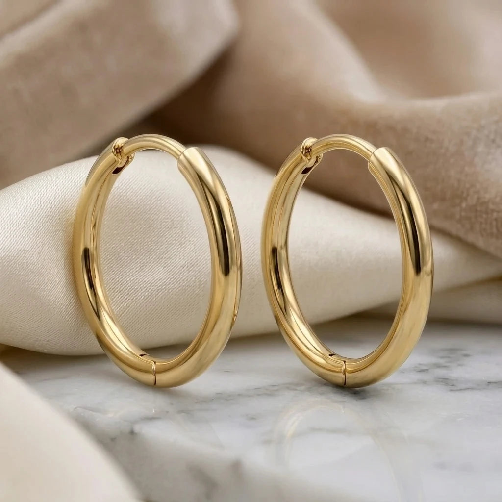 Thin Hoops 2cm Earrings - 18K Gold Plated