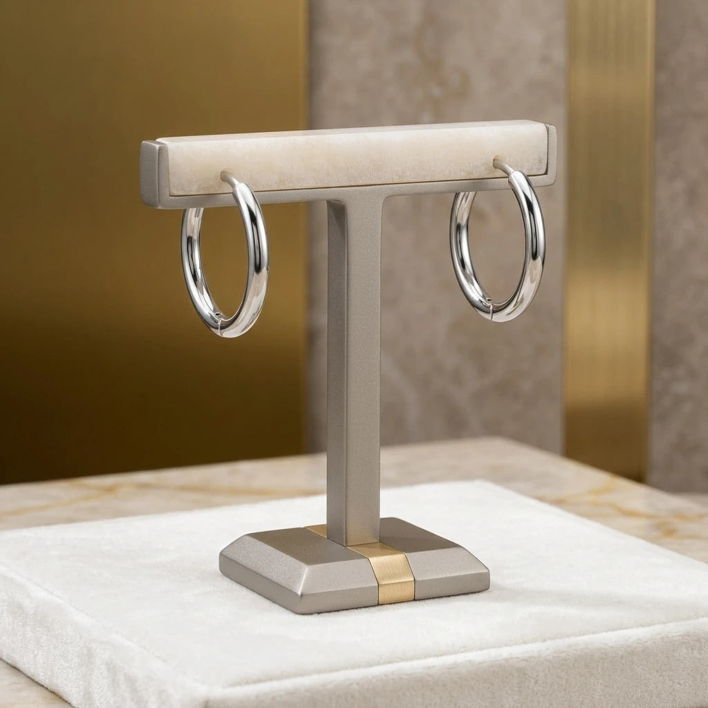 Thin Hoops 2cm Earrings - Rhodium Plated
