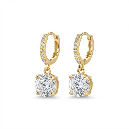 Click Hoops with Dangling Zirconia - 18K Gold Plated