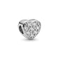 Heart Studded Zirconia Pendant - White Rhodium Plated