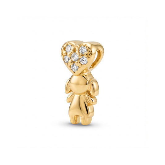 Girl Studded Zirconia Mini Pendant - 18K Gold Plated