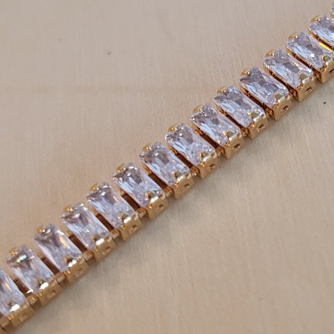 18K Gold Plated Zirconia Riviera Baguette Necklace