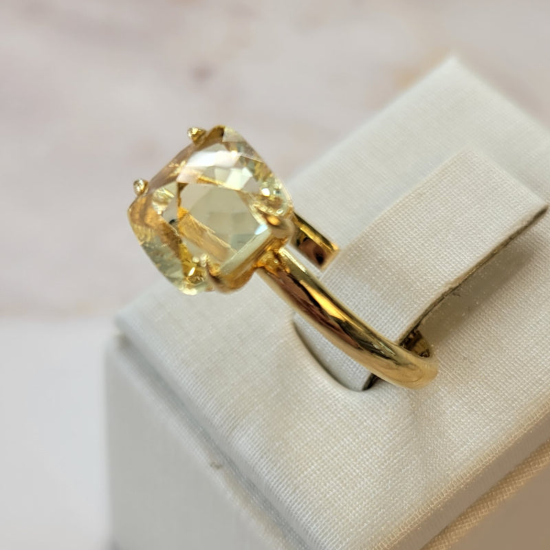 18K Gold Plated Citrine Solitaire Ring