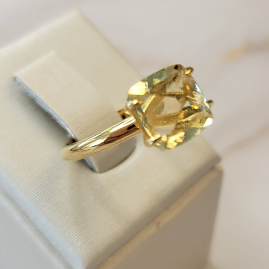 18K Gold Plated Citrine Solitaire Ring