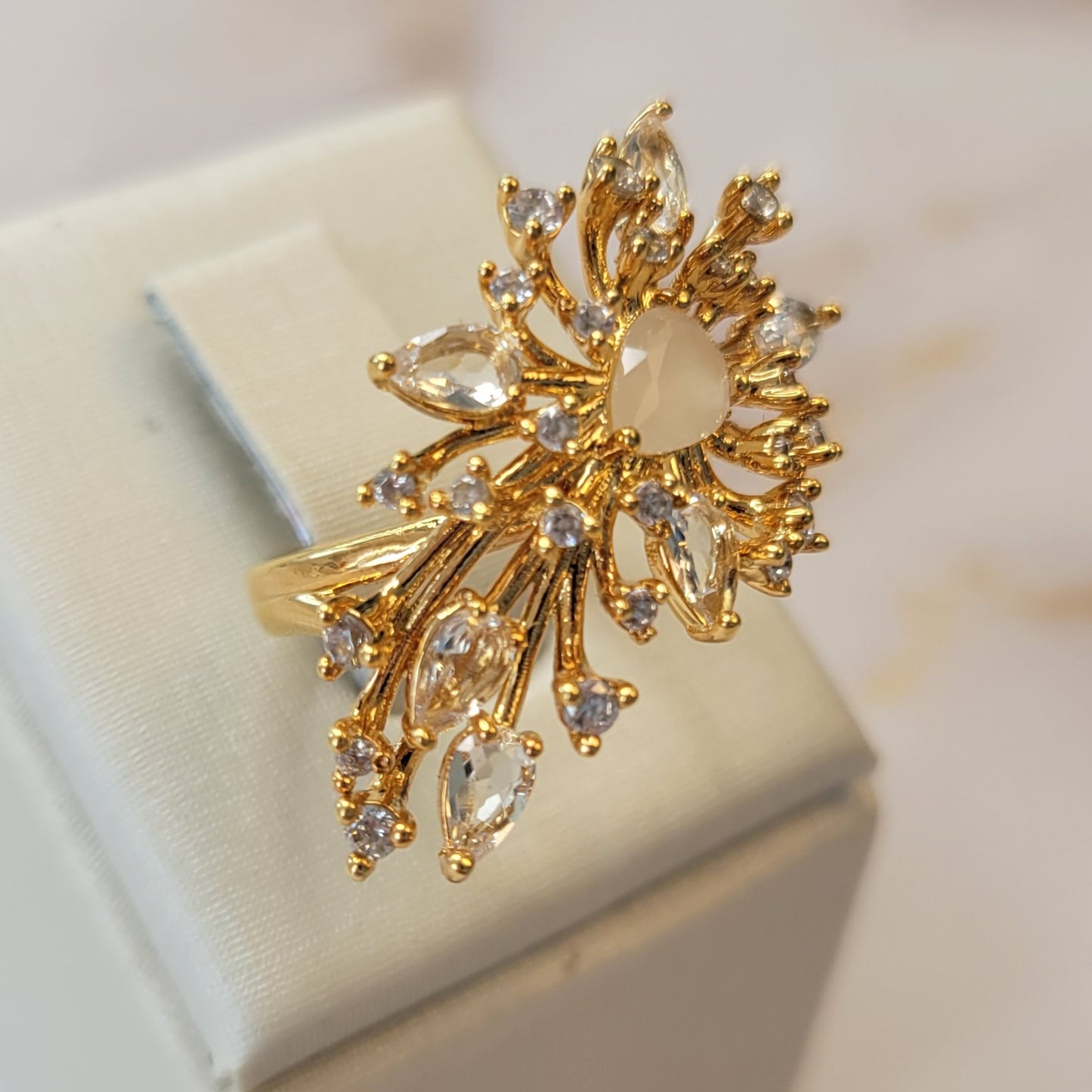 18K Gold Plated Bouquet Stones Ring