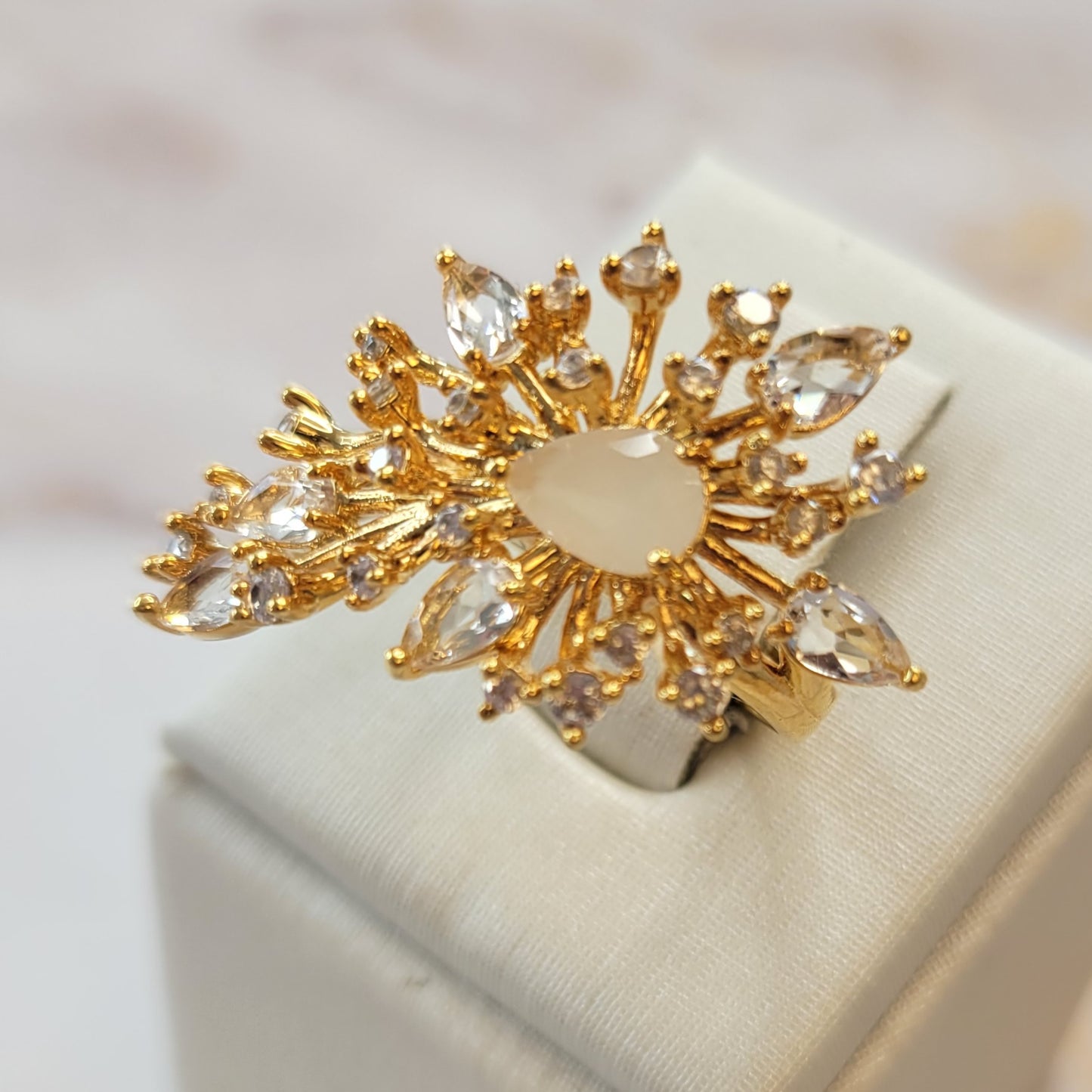 18K Gold Plated Bouquet Stones Ring