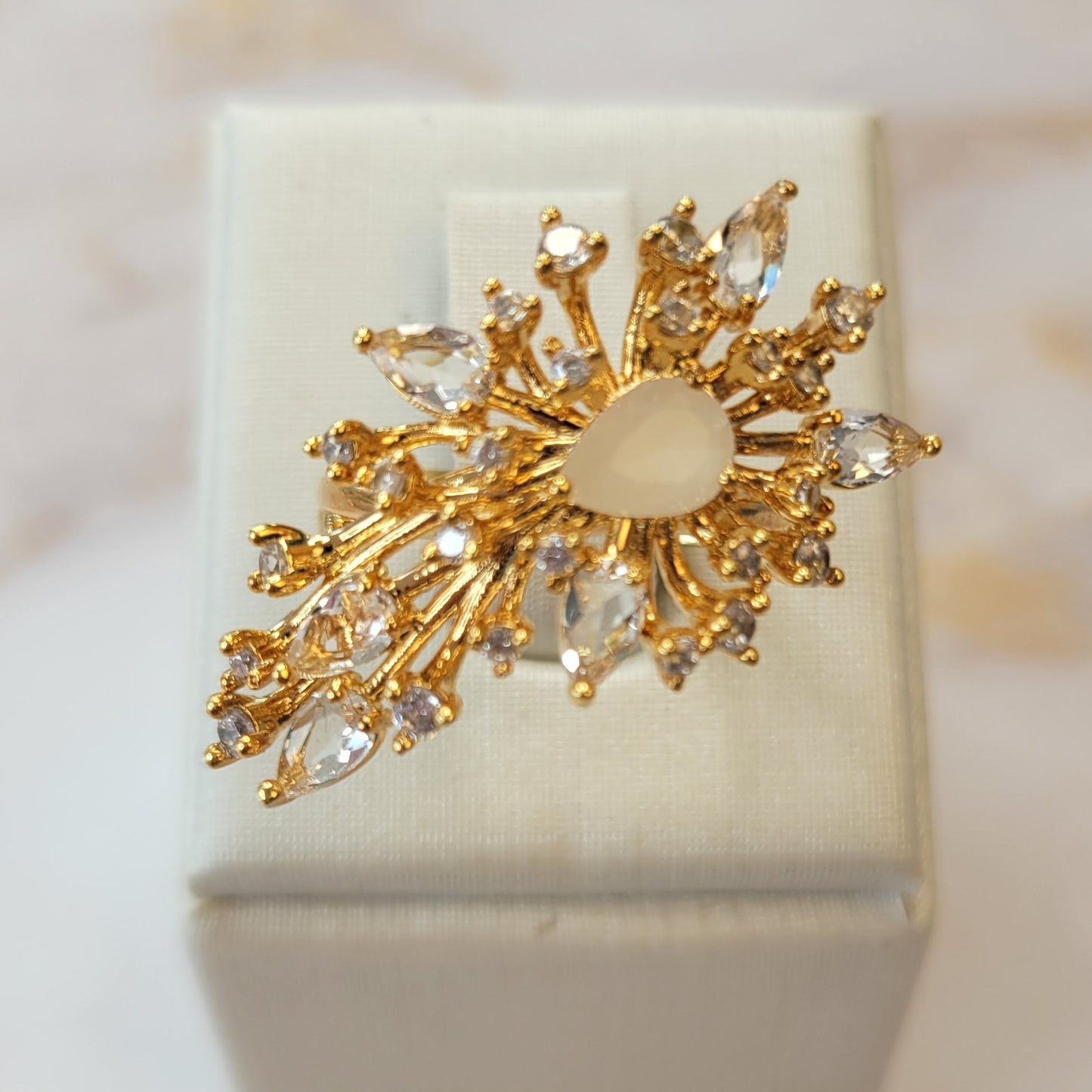 18K Gold Plated Bouquet Stones Ring