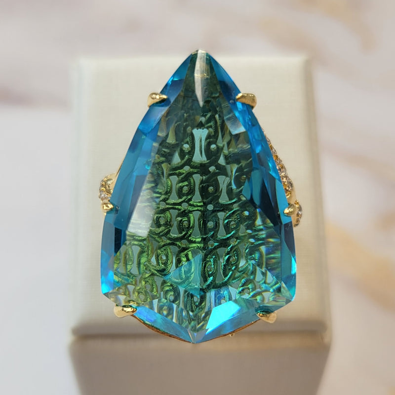 18K Gold Plated Apatite and Zirconia Ring