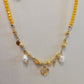 18K Gold Plated and Studded Zirconia Heart Pearls Necklace