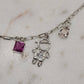White Rhodium Paperclip Necklace with Boy and Girl Charms