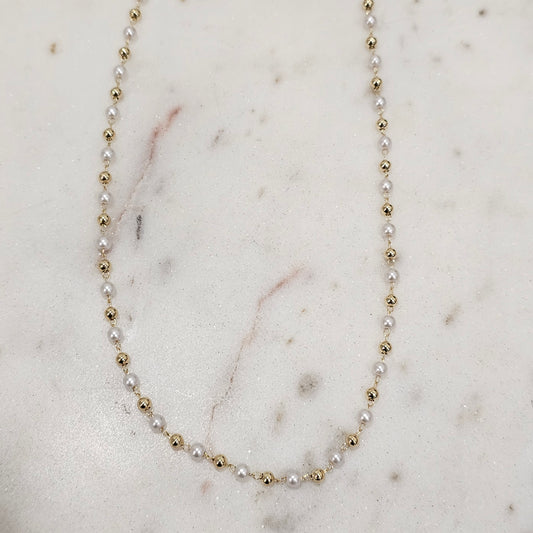 18K Gold Plated Delicate Mini Pearls Necklace