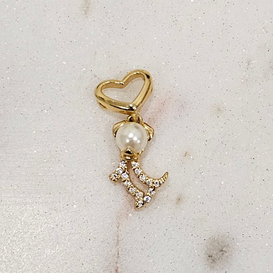 18K Gold Plated Dog with Pearl Pendant