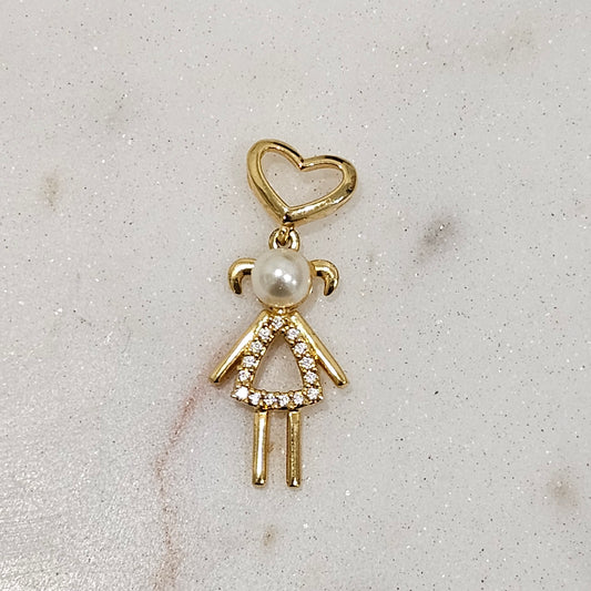 18K Gold Plated Girl with Pearl Pendant